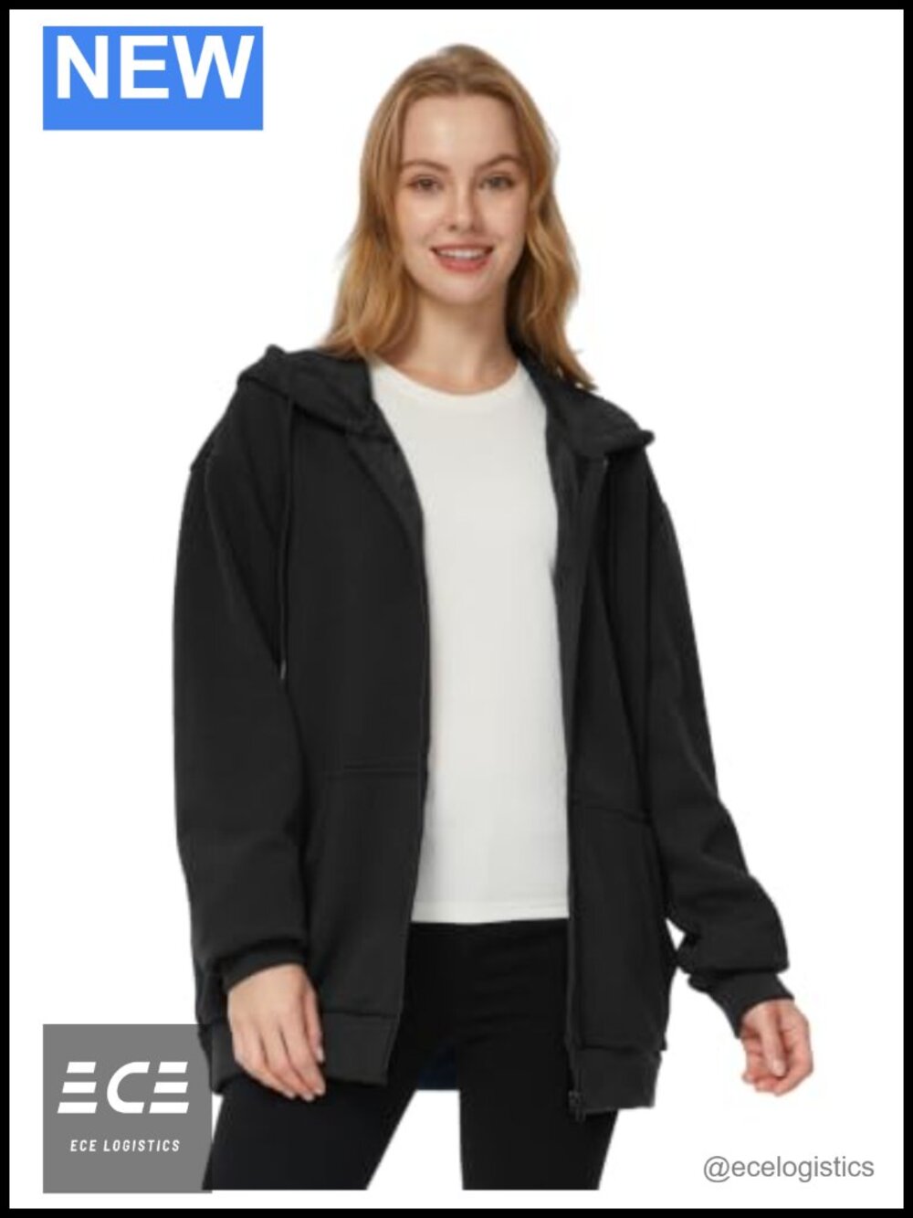 Plus Size Zip Up Hoodie Oversized Fleece Jacket Kangaroo Pockets